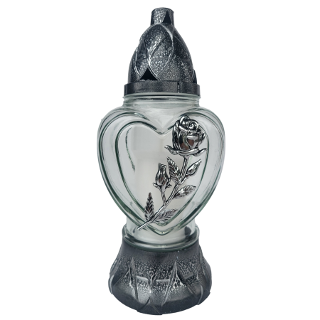 P81 serce róża srebrny