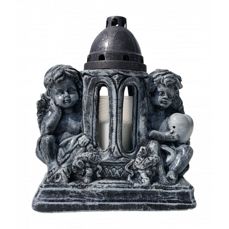 Znicz gipsowy 004 Dwa aniołki szary