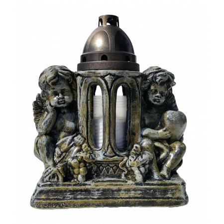 Znicz gipsowy 004 Dwa aniołki złoty